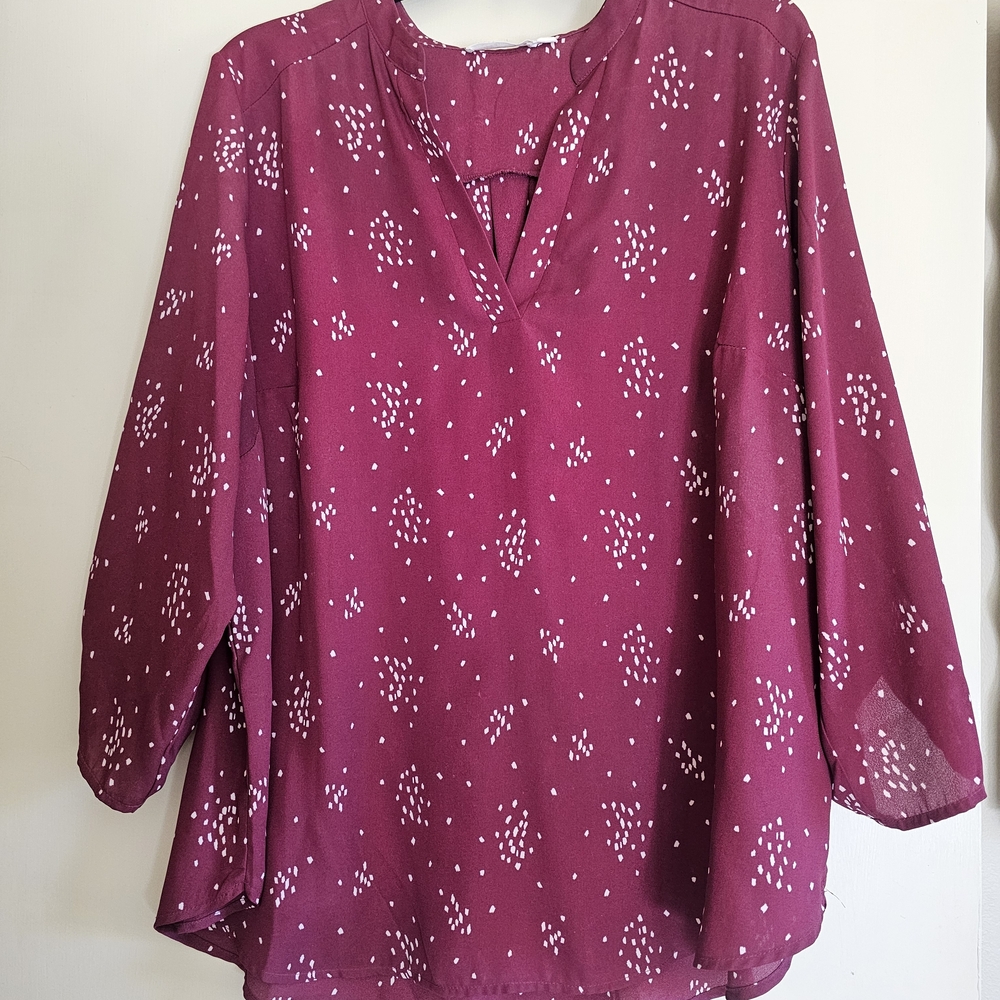 Lush Burgundy Blouse with White Accents
